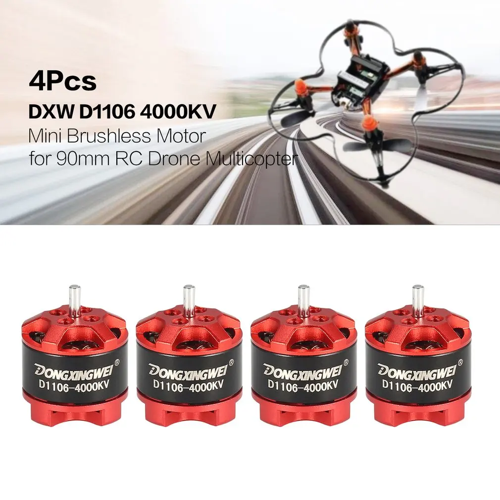 

4Pcs DXW D1106 4000KV 1-3S Mini 1.5mm Brushless Motor for 90mm Micro RC Racing Drone Multicopter Quadcopter Aircraft UVA