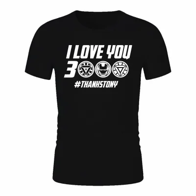 

I Love You 3000 Times Men T-shirt Superhero Iron Man Tony Stark The Avengers T Shirts Cotton Short Sleeve Black Tshirt