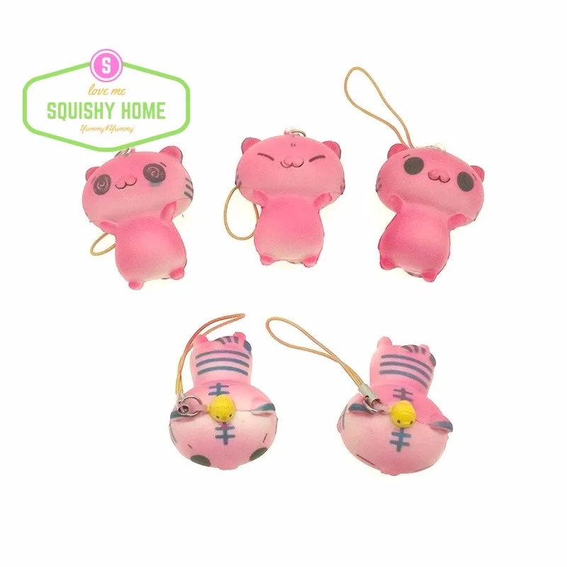 Kuutti Squishy случайный цельный розовый Kawaii Smile TIGER телефонный ремешок Yummy Sleeping / Face Up CUTE