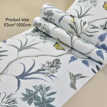 

Flower Birds Environmentally Friendly Nonwovens Wallpaper Bedroom Living Room Background Wallpaper Home Decoration Wall Sticker