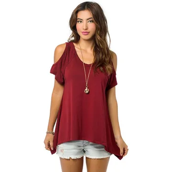 

Sexy New S-XXL Off Shoulder Ladies Casual Loose Tops Soft Cotton Blouse S-XXL New