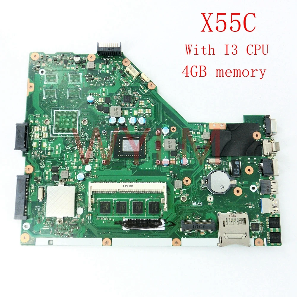X55C With I3 CPU 4GB RAM memory mainboard For ASUS X55V X55C X55CR X55VD Laptop motherboard Tested Working free shipping X55C With I3 CPU 4GB RAM memory mainboard For ASUS X55V X55C X55CR X55VD Laptop motherboard Tested Working free shipping