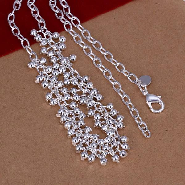 Посеребренные ожерелья и подвески, 925 серебряные ювелирные изделия, глянцевые бусы ожерелье SMTN058