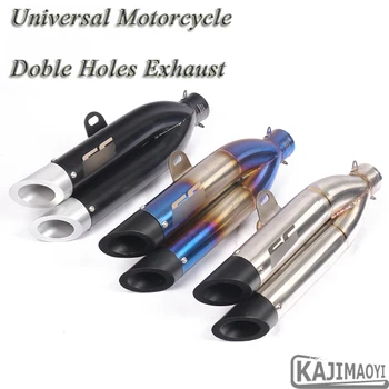 

Motorcycle Exhaust Pipe Escape 2 Holes Modified 51mm Muffler Double Hole For CB400 Z250 R3 Z750 MSX125 CRF 230 NC750X MT-03 ATV