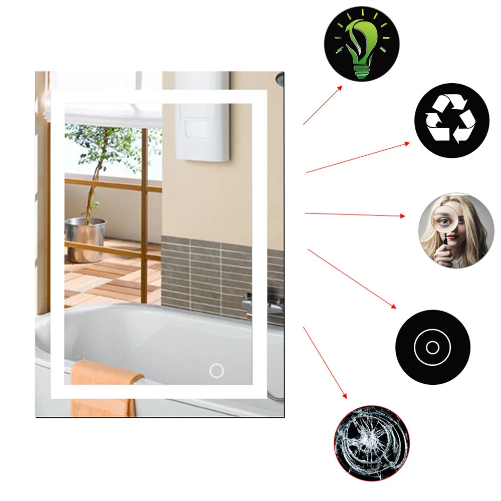 الحمام الغرور LED مرآة ماكياج حمام غرفة الحائط التجميل المضاء مرآة مع لمسة زر ل ديكور فندقي منزلي HWC الحمام الغرور LED مرآة ماكياج حمام غرفة الحائط التجميل المضاء مرآة مع لمسة زر ل ديكور فندقي منزلي HWC