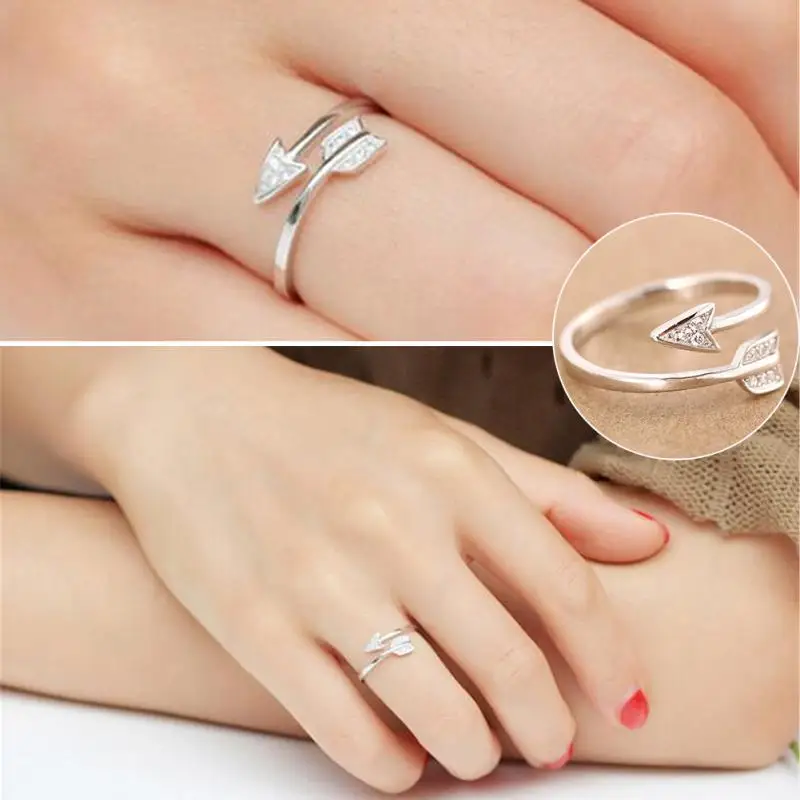 Новое поступление Модные посеребренные хрустальные кольца со стрелками для женщин регулируемые обручальные кольца ювелирные аксессуары