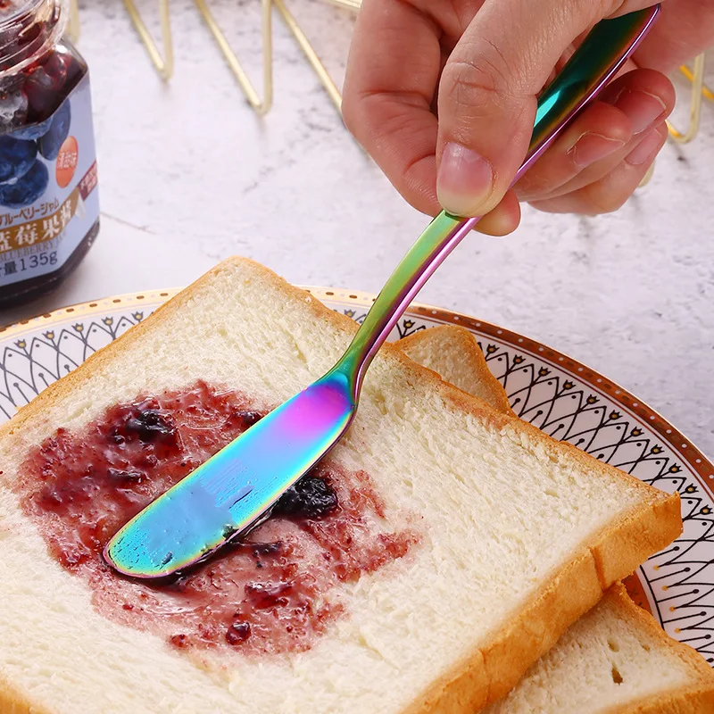 1PC 304 Stainless Steel Color Western Jam Knife Cheese Knife Butter Knife Dessert Knife Western