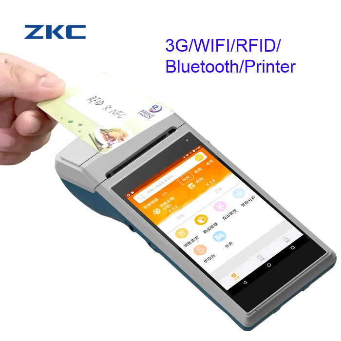 

5.5"Android Handheld mobile POS machine With 58mm bluetooth thermal Printer NFC/RFID Reader ZKC5501