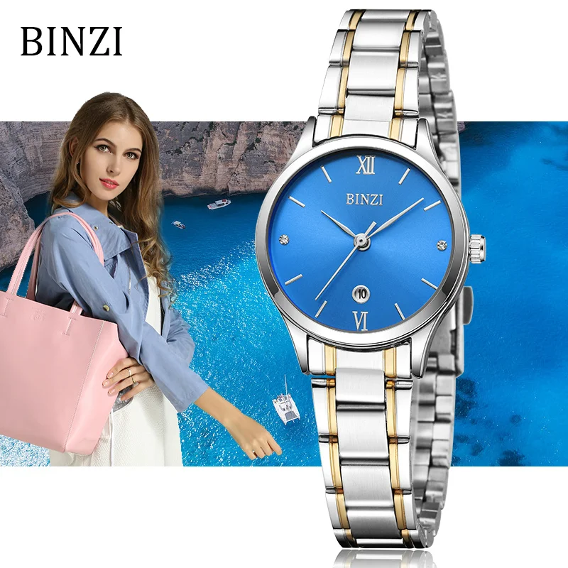 

BINZI Watch Womens Clock Women Quartz Fashion Simple Steel Lady Watches relogio feminino female Silver Bracelet Wristwatch 2018