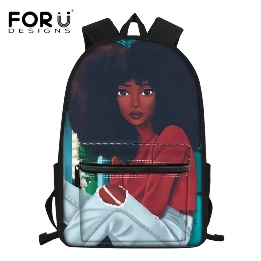 FORUDESIGNS/рюкзак на плечо для школы, черный дизайн, африканская девушка, печать, Подростковая школьная сумка для подростков, большой школьный рюкзак, сумки для ноутбука - Цвет: YQ3575Z58