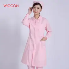 WICCON рабочая одежда формы одежда Новая мода розовый сплошной рабочая одежда медсестра форма аптека больницы длинные рабочая