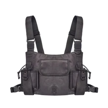 Открытый тактика военный жилет нагрудная установка черный нагрудный передний пакет Чехол кобура для переноски двухсторонней радио Baofeng Walkie Talkie