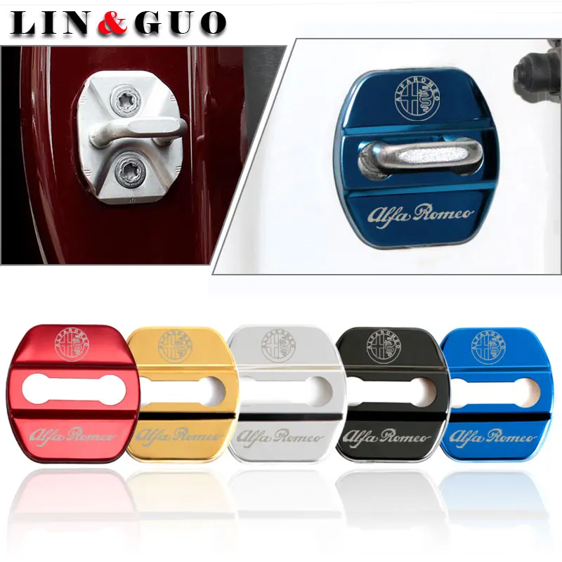 

Auto Door Lock Protection Covers Accessories Car Styling Case For alfa romeo giulia stelvio Emblems Buckle Car-Styling
