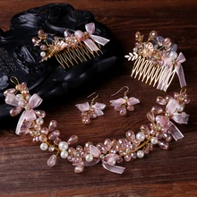 TUANMING New Fashion Women Jewelry Handmade Pearl Charm Hair Comb Headbands For Bridal Tiara Bijoux Hair