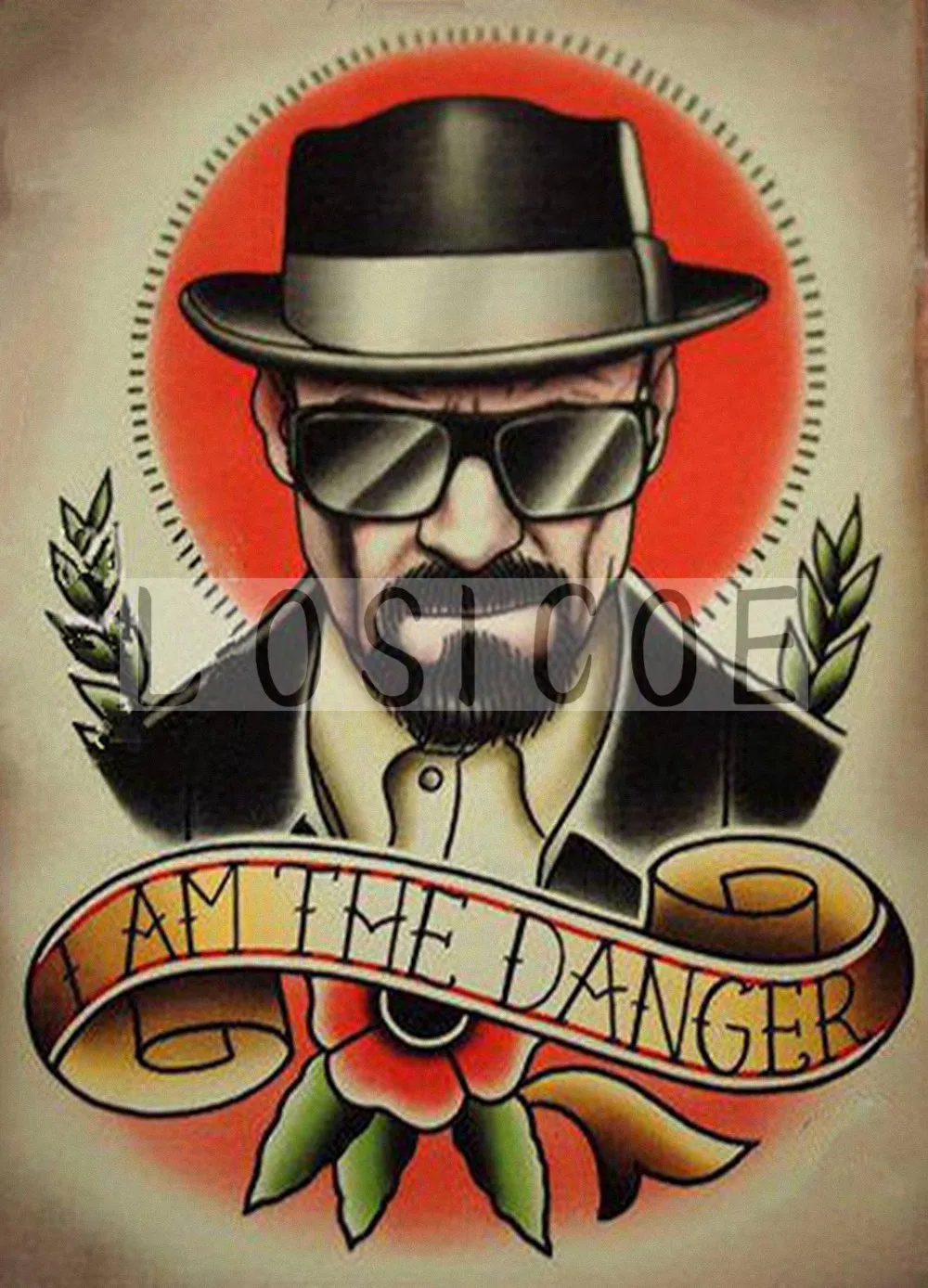 

I AM THE DANGER 30X42 CM vintage tattoos pattern kraft paper poster wall sticker art print painting barber shop decor