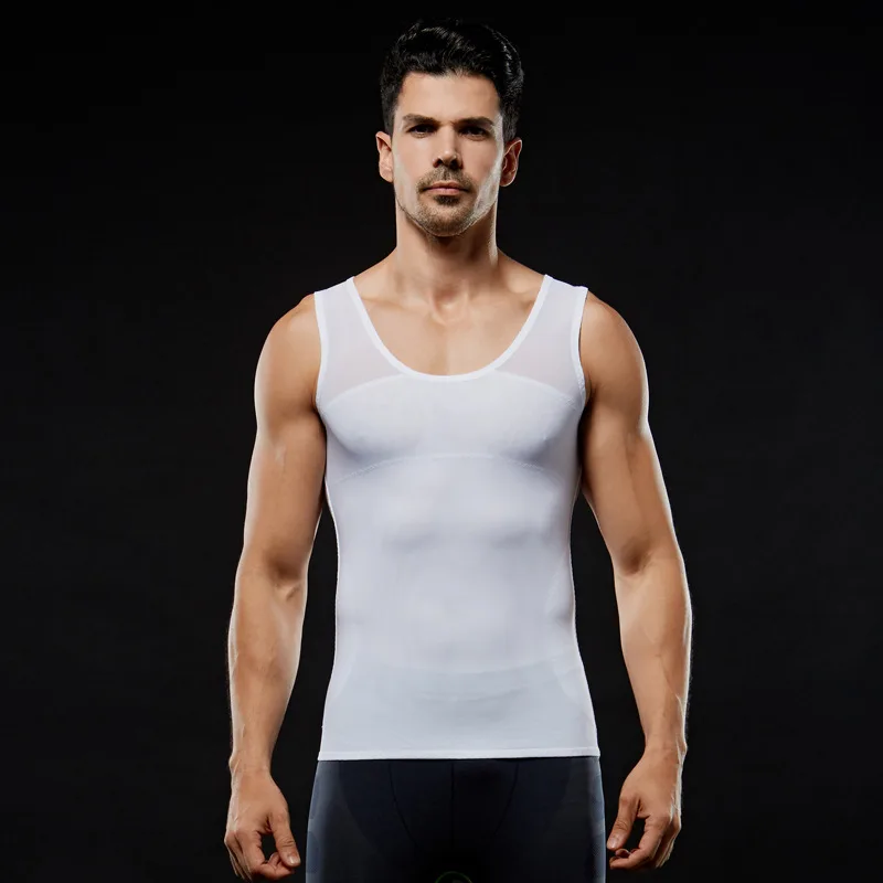 Для мужчин для похудения тела коррекция фигуры, тренировка для талии живот облегающий жилет Тренажерный Зал Топы HSJ88 - Цвет: Белый