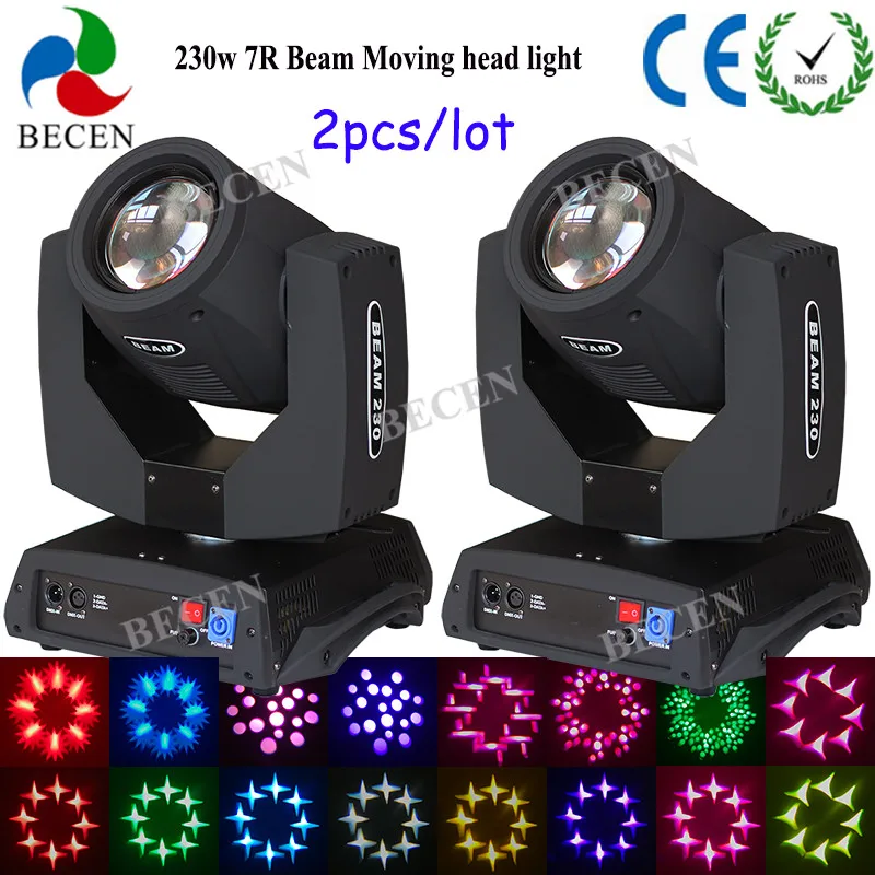 

Free tax 2pcs 230W 7R Sharpy Beam Moving Head Light 16/20CH DMX DJ Stage Events lighiting