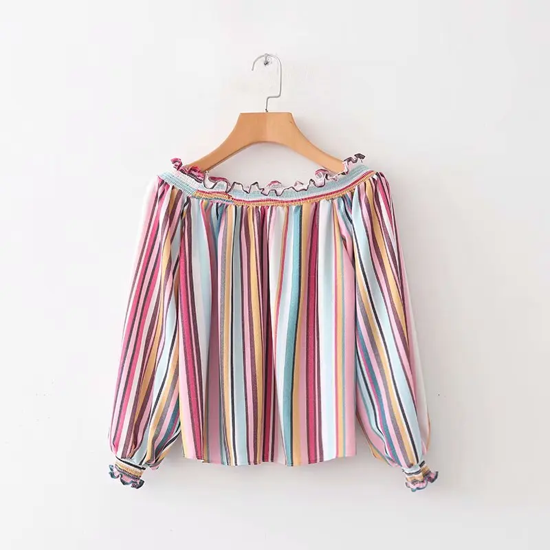 

Popular new XD28-2242 European and American fashionable multi-color striped jacket