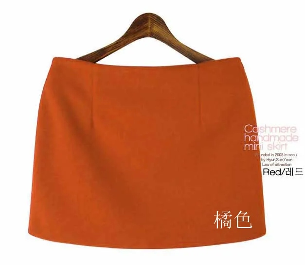 Danjeaner S-3XL осень зима женские шерстяные мини юбки корейская мода ярких цветов размера плюс повседневные юбки Облегающие юбки-карандаш - Цвет: orange
