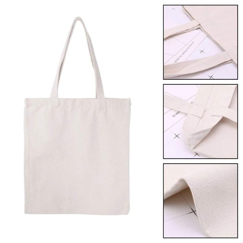 THINKTHENDO DIY bolso de totalizador de la lona para mujer tela de compras bolsas de hombro en blanco regalo hecho a mano bolsos THINKTHENDO DIY bolso de totalizador de la lona para mujer tela de compras bolsas de hombro en blanco regalo hecho a mano bolsos