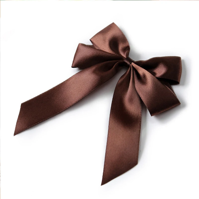 5pcs Brown Satin Bow Handmade Small Ribbon Bows for Headwear Wedding Birthday Party DIY Craft Decor