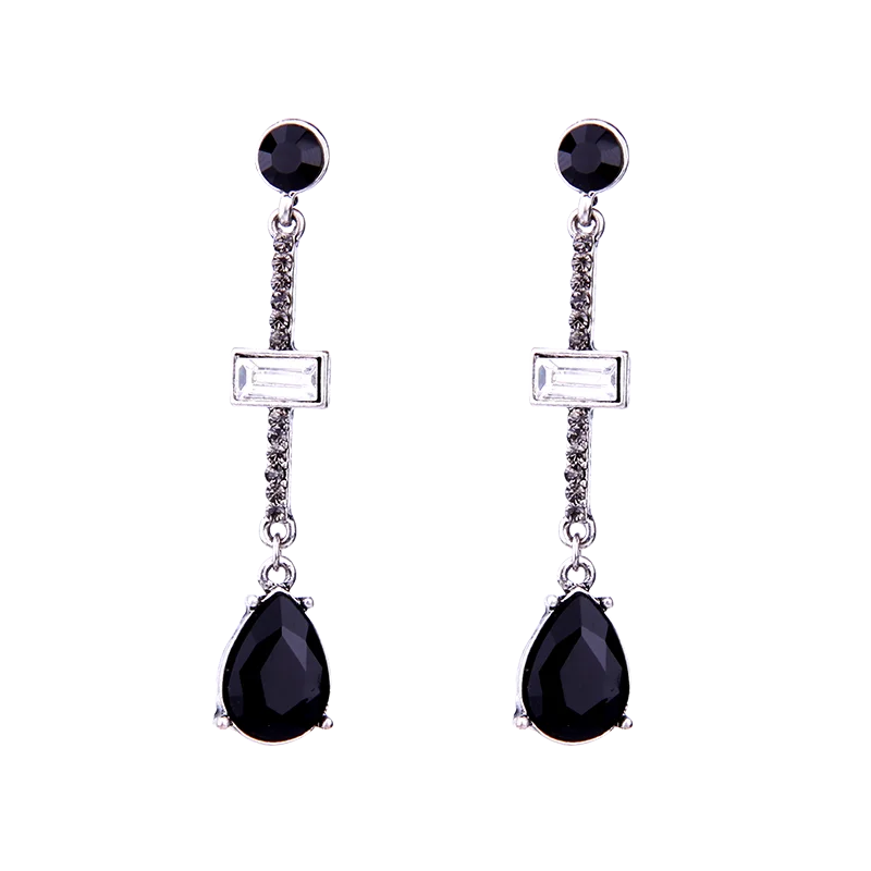 Fashion Waterdrop Black Earrings Vintage Jewelry for Women Ear Piercing Cheap Hanging Earrings
