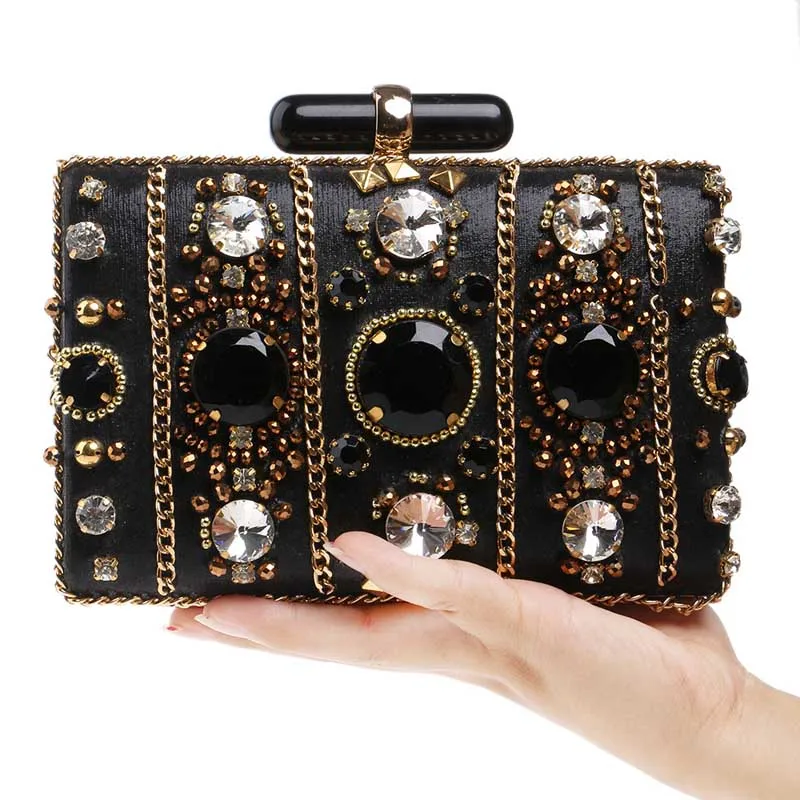 

New Ladies Evening Party Small Envelope Clutch Bag Sparkling Rhinestone Party Evenning bag Bridal Purse Handbag With Chain