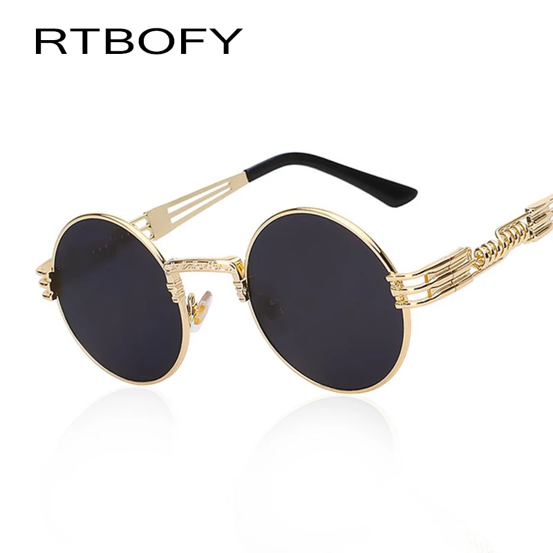 RTBOFY Gothic Steampunk Sunglasses Men Women Metal Wrap Eyeglasses