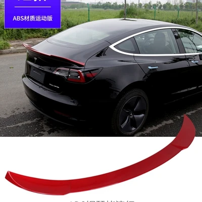 Высококачественный ABS задний спойлер черный чемодан для Tesla модель 3 - Цвет: red