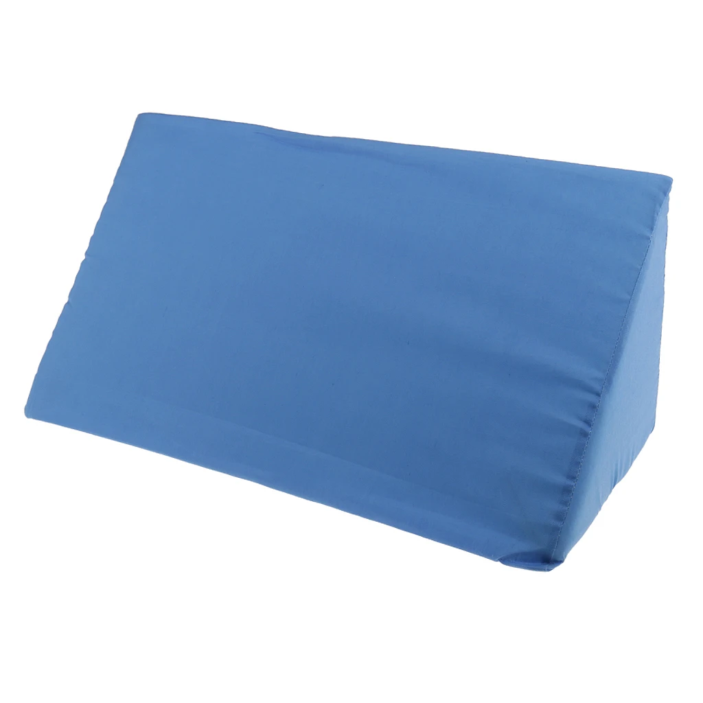 Foam Bed Wedge Pillow Elevation Cushion Washable Cover Lumbar Back Leg Support Blue