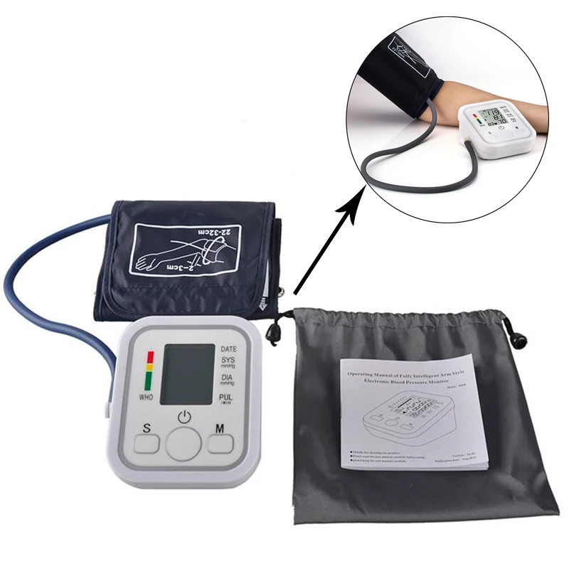 

Arm Blood Pressure Monitor LCD Digital Meter Cuff Measurement Tonometer Sphygmomanometer Pulsometros Tensiometro Health Care