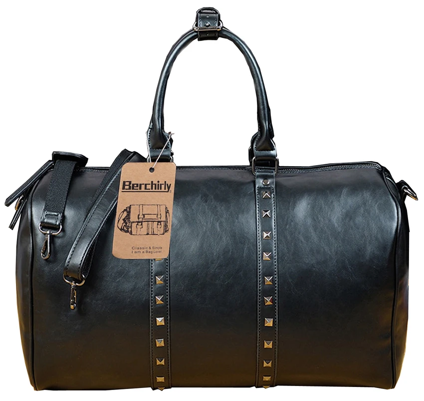 

Luxury Brand Men Fashion Split PU Leather Large Capacity Travel Duffle Totes Top Handle Luggage Handbags Shoulder Bags For Male