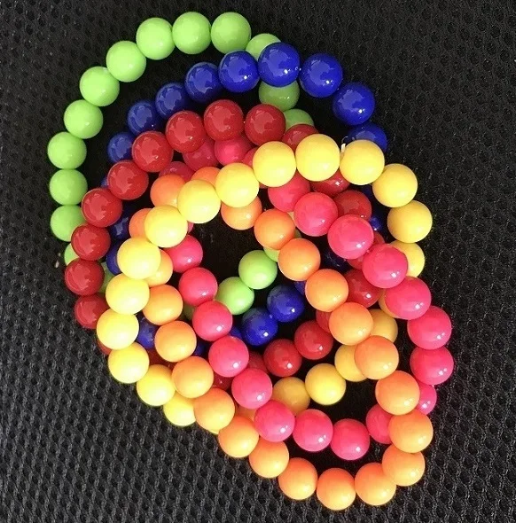 Неоновые цвета 6 шт./компл. шесть цветов маскирования маскарад Вечерние пластиковые 7 мм бусы ожерелье - Окраска металла: 6pc bracelets