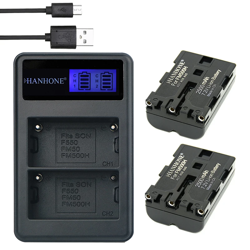 

2PC 2500mAh NP-FM500H NP FM500H Camera Battery+Charger F550 FM50 For SONY A57 A65 A77 A450 A560 A580 A900 A58 A99 A550 A200 A300