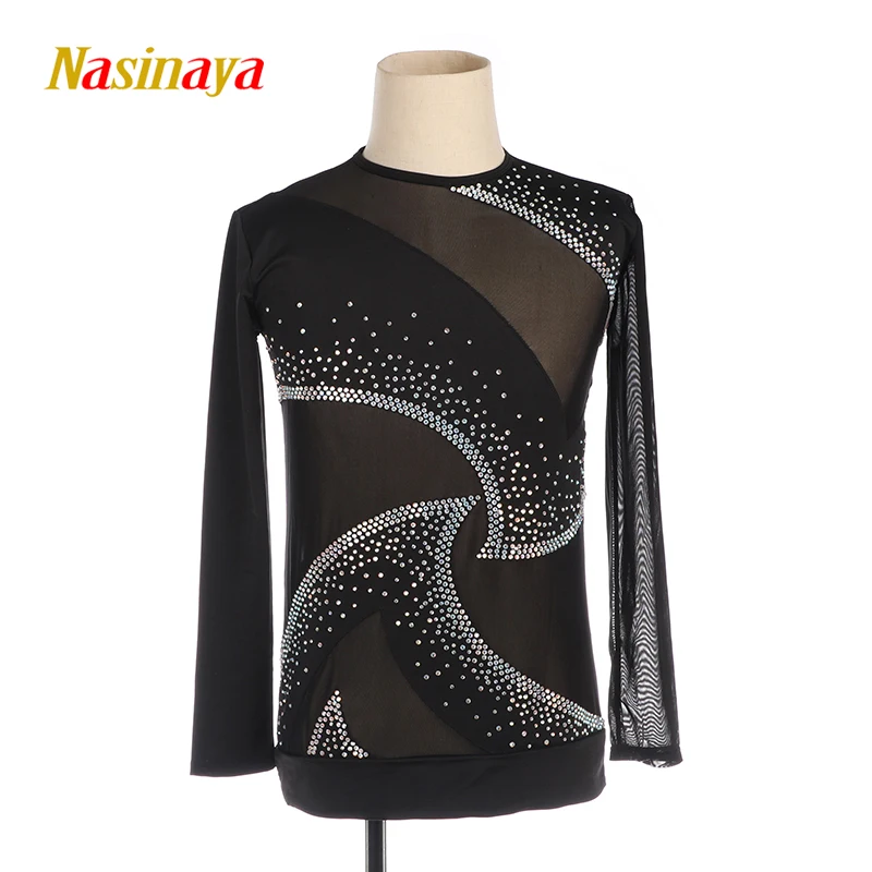 

Nasinaya Boys Man Figure Skating Performance Clothing Customized Competition Ice Skating Leotard Kids Gymnastic Mesh Translucent