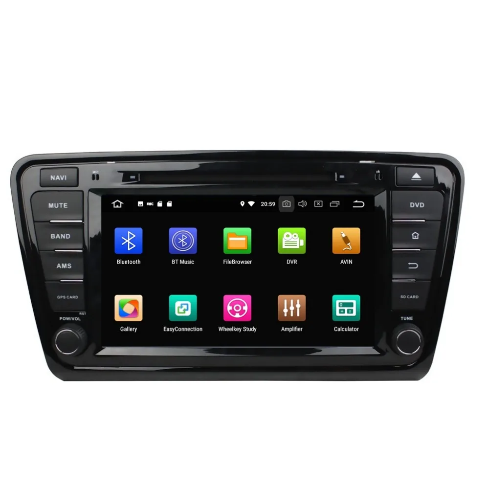 Best 1 din 8" Octa Core Android 8.0 Car Radio DVD GPS for Skoda Octavia 2014 2015 2016 4GB RAM Bluetooth WIFI USB DVR 32GB ROM 1