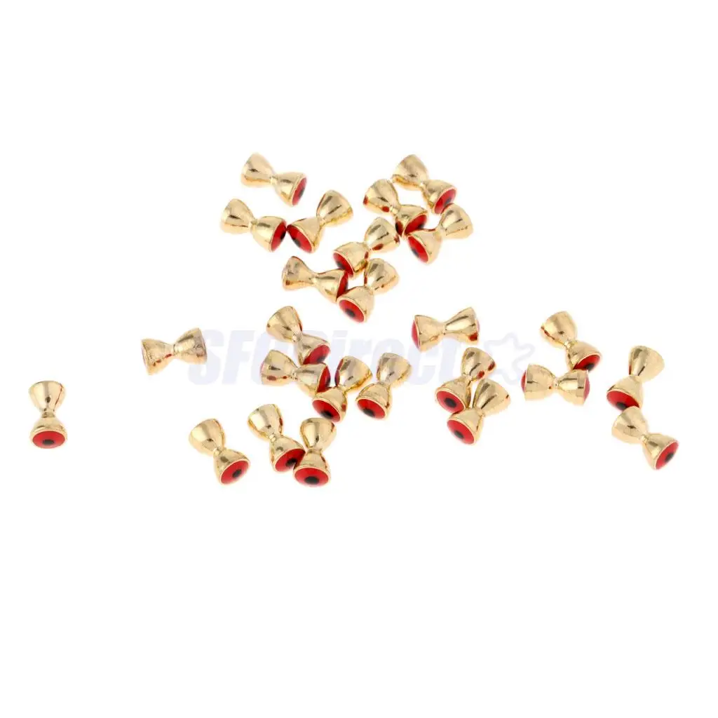 25Pcs/lot 3D Realistic Fish Dumbbell Eyes Brass Fly Tying Beads Nymph Eyes Head Fly Tying Materials 3.2mm-6.3mm