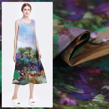 

140cm digital inkjet linen fabric dress cheongsam silk linen fabric chinese silk fabric wholesale linen cloth