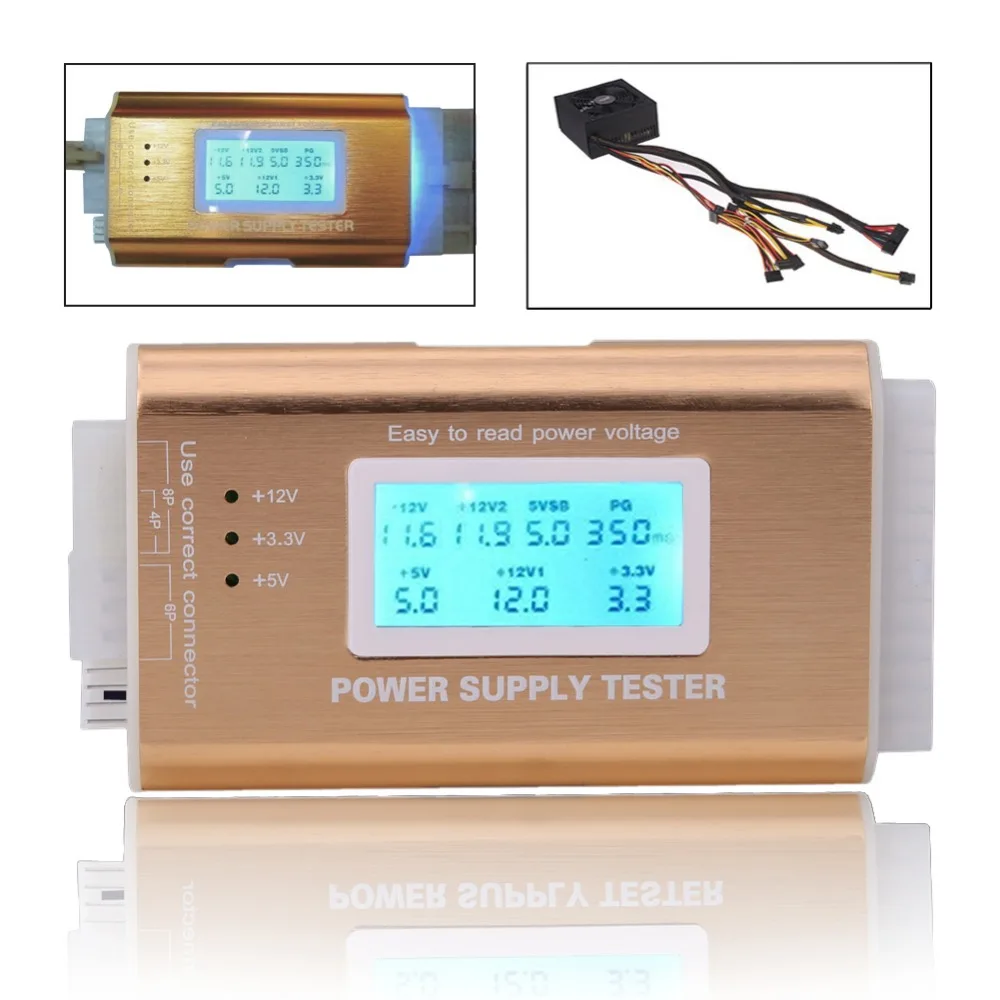 

Digital LCD PC voltageTester 20/24 Pin 4 PSU ATX BTX ITX SATA HDD hard disk PCI-E graphics Power Supply Tester
