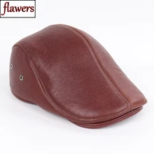 Новая мужская шляпа из натуральной кожи брендовая бейсбольная кепка Newsboy/берет шляпа зимние теплые шапки Кепка из воловьей кожи