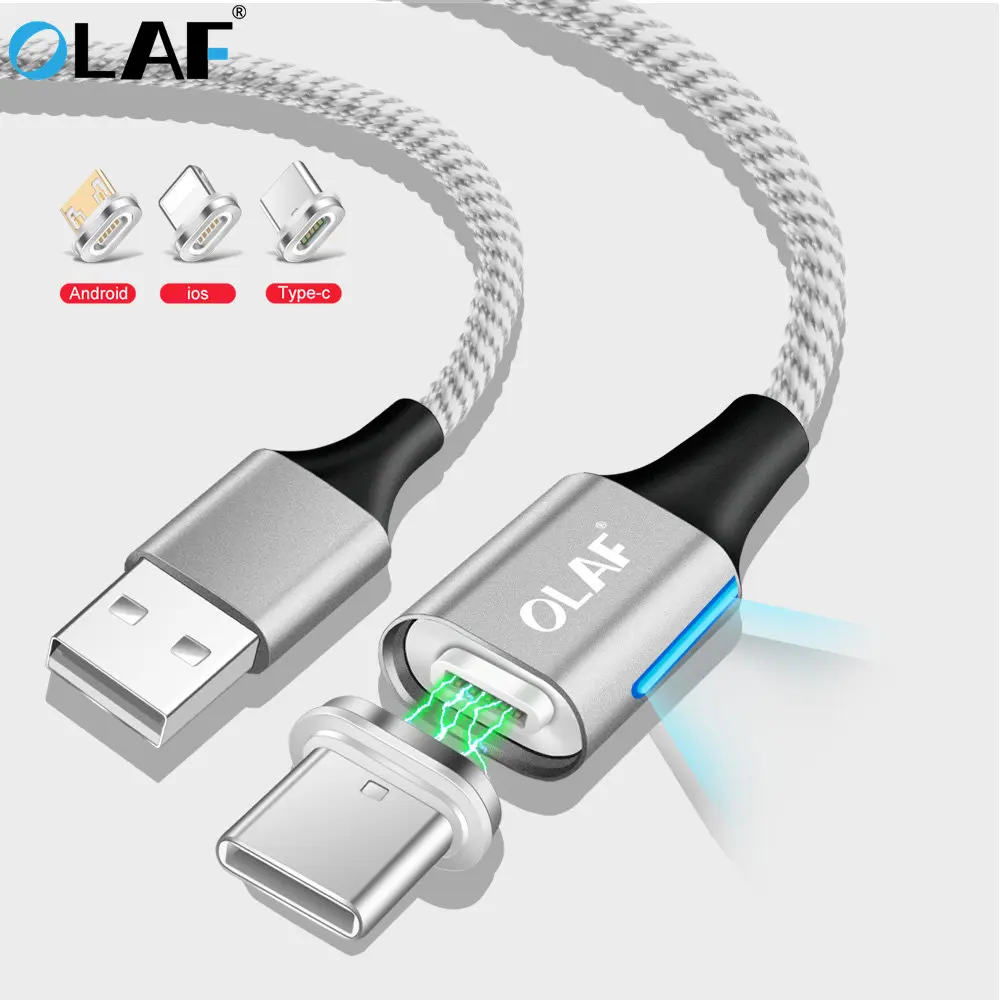 أولاف المغناطيسي USB نوع C كابل يو إس بي سريع شحن usb نوع-c كابل لسامسونج S9 الهاتف المحمول الكابلات ل xiaomi لهواوي USB C