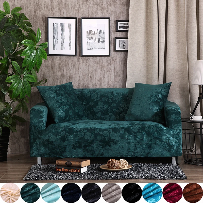 

Green elastic sofa cover sofa slipcover 100% polyester tight corner/couch sofa cover solid color l shape sofa slipcovers plush