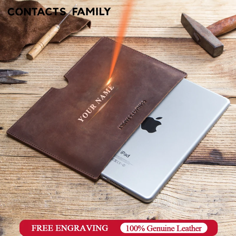 

Crazy Horse Genuine Leather Tablet Sleeve Pouch Bag For iPad mini 2 3 4 5 7.9 inch Shockproof Soft Nubuck Protective Case Cover