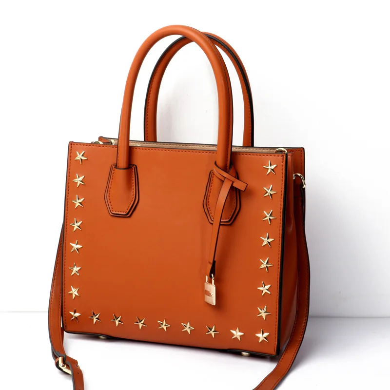 

Women Bag Brand Crossbody Bag Fashion Bag Female Split Leather Rivet Star Shoulder Bag 2017 New Style Handbag With Lock