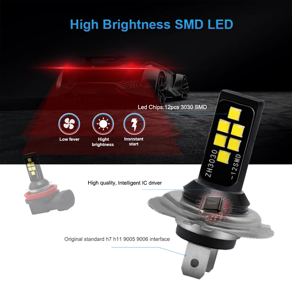 NLpearl 2x H11 Led 3000 К Противотуманные фары Дневные Фары Лампы H1 H3 H7 9005 HB3 9006 HB4 H9 H8 Canbus 3030SMD