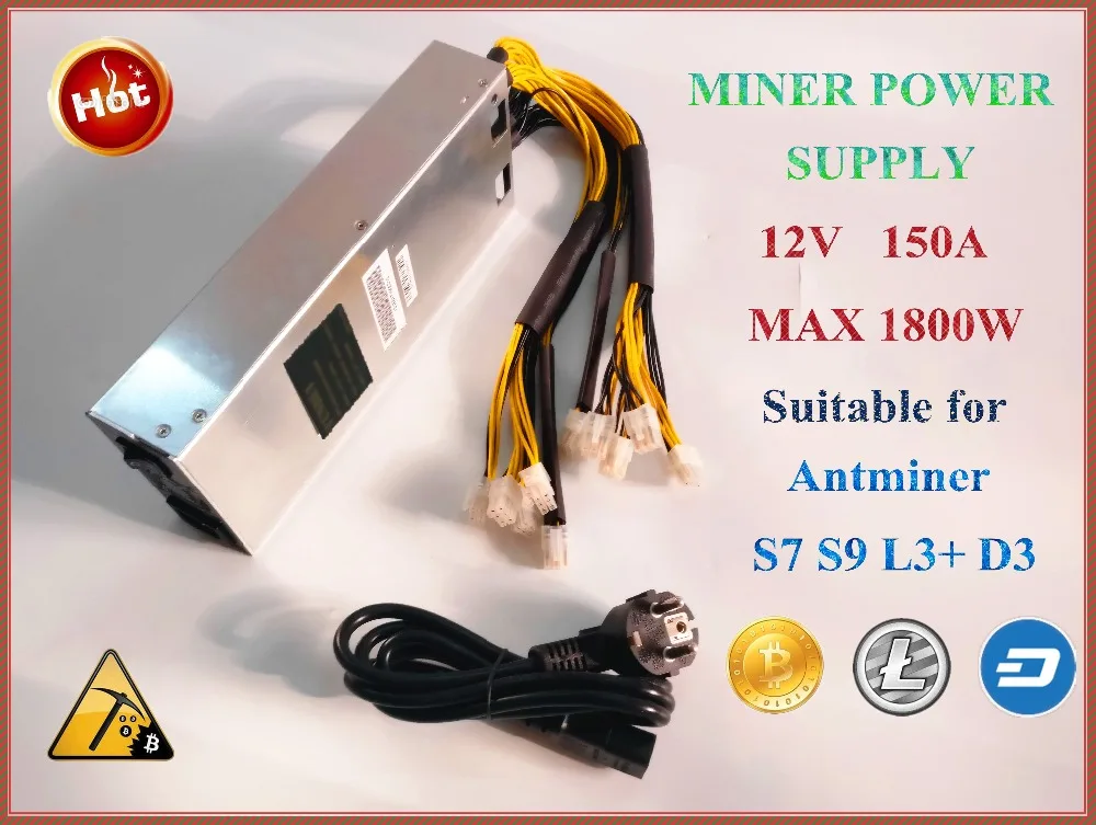 API BTC LTC тире Шахтер питания 1800 Вт для ANTMINER S9 V9 S9i S9j T9+ DR3 E3 Z9 мини Байкал BK-X X10 BK-G28 Innosilicon A9 A10