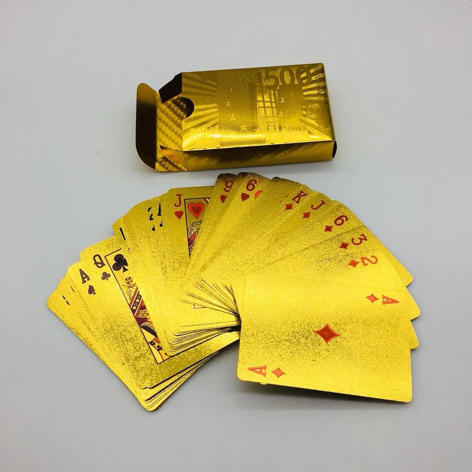 Golden Playing Cards Deck Plastic Gold Foil Poker Magic Card Durable