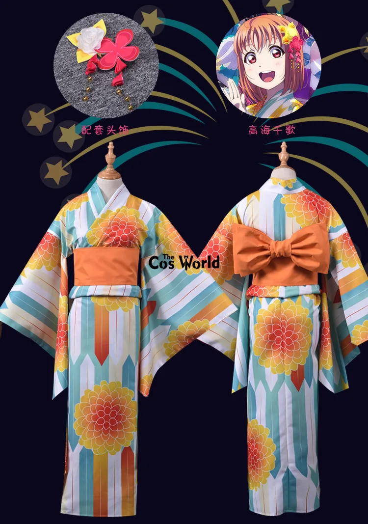Love Live Sunshine Aqours Takami Chika охара Мари Мацуура канань Куросава Dia летнее платье юката