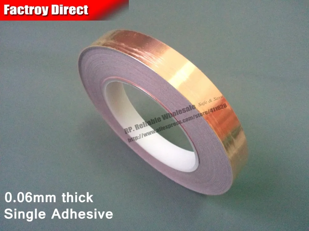 (15 мм * 30 м * 0.06 мм) одна сторона проведение клей Медь Фольга Клейкие ленты важно для электромагнитных волн помех EMI Shield маска