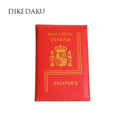 Dikedaku довольно Испания Государственный герб Обложка для паспорта Для женщин красочные мягкие кожаные Паспорт Организатор мило путешествия